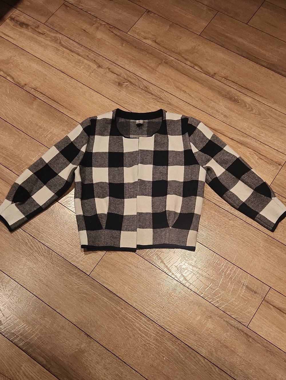 Tristan Black & White Check Plaid Cardigan